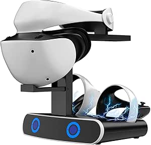 Base de Carregamento para Controles Playstation PS VR2 do PS5 com Suporte para Óculos de Realidade Aumentada 4Leader
