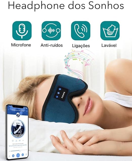 Máscara Para Dormir Com Fone Sem Fio 4Leader