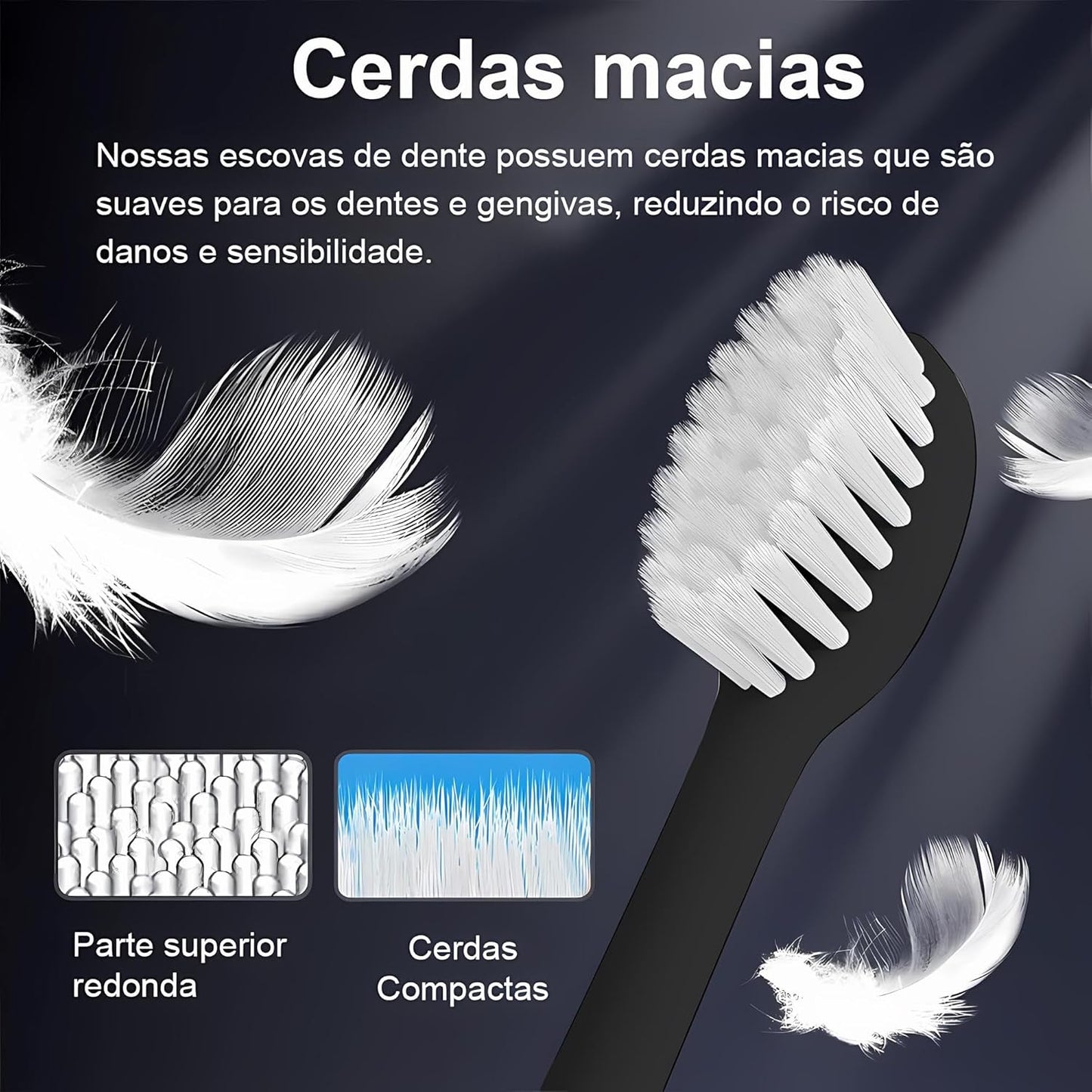 Escova de Dente Elétrica 4Leader: Praticidade e Limpeza Profunda Para Uma Higiene Bucal Completa e Manutenção da Sua Sáude Dental (Preto)
