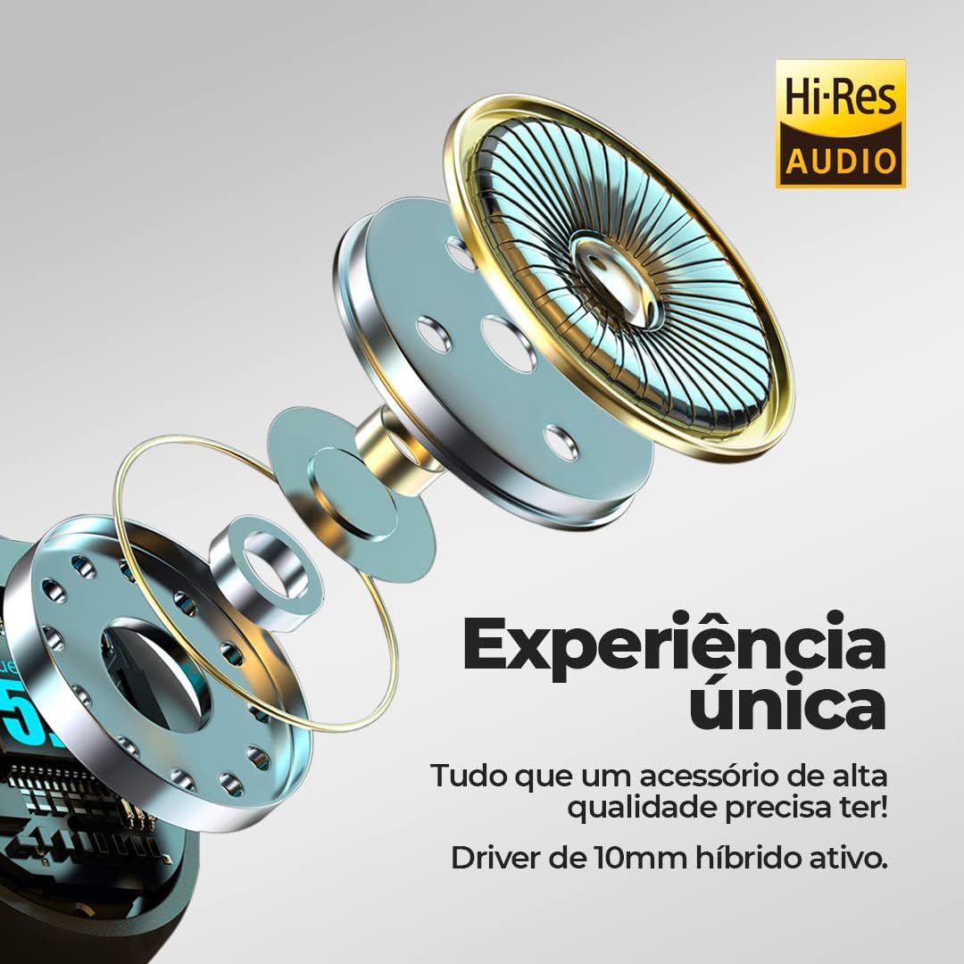 Fone de Ouvido Bluetooth com Microfone e Cancelamento de Ruído Ativo