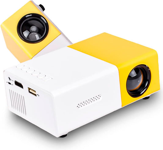 Mini Projetor Portatil LED - Full HD 1080p, 5000 Lumens, Tela de 200 polegadas, Conexão HDMI, USB, VGA, Áudio 3,5mm, Projetor para IOS, Android, Windows - 4Leader Branco