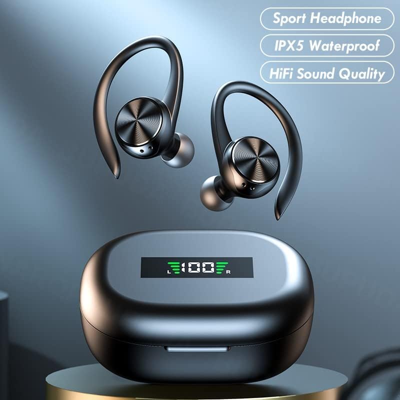 Fone de Ouvido 4Leader Bluetooth Sem Fio Ipx5 Fone Esportivo com Ganchos de Ouvido Controle de Volume Com Microfone Esporte Exercício Físico Fitness Academia