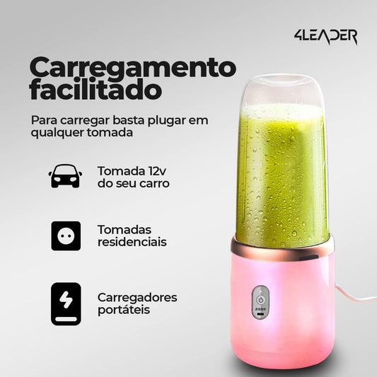 Liquidificador Portátil de Suco e Suplementos 4Leader (ROSA)