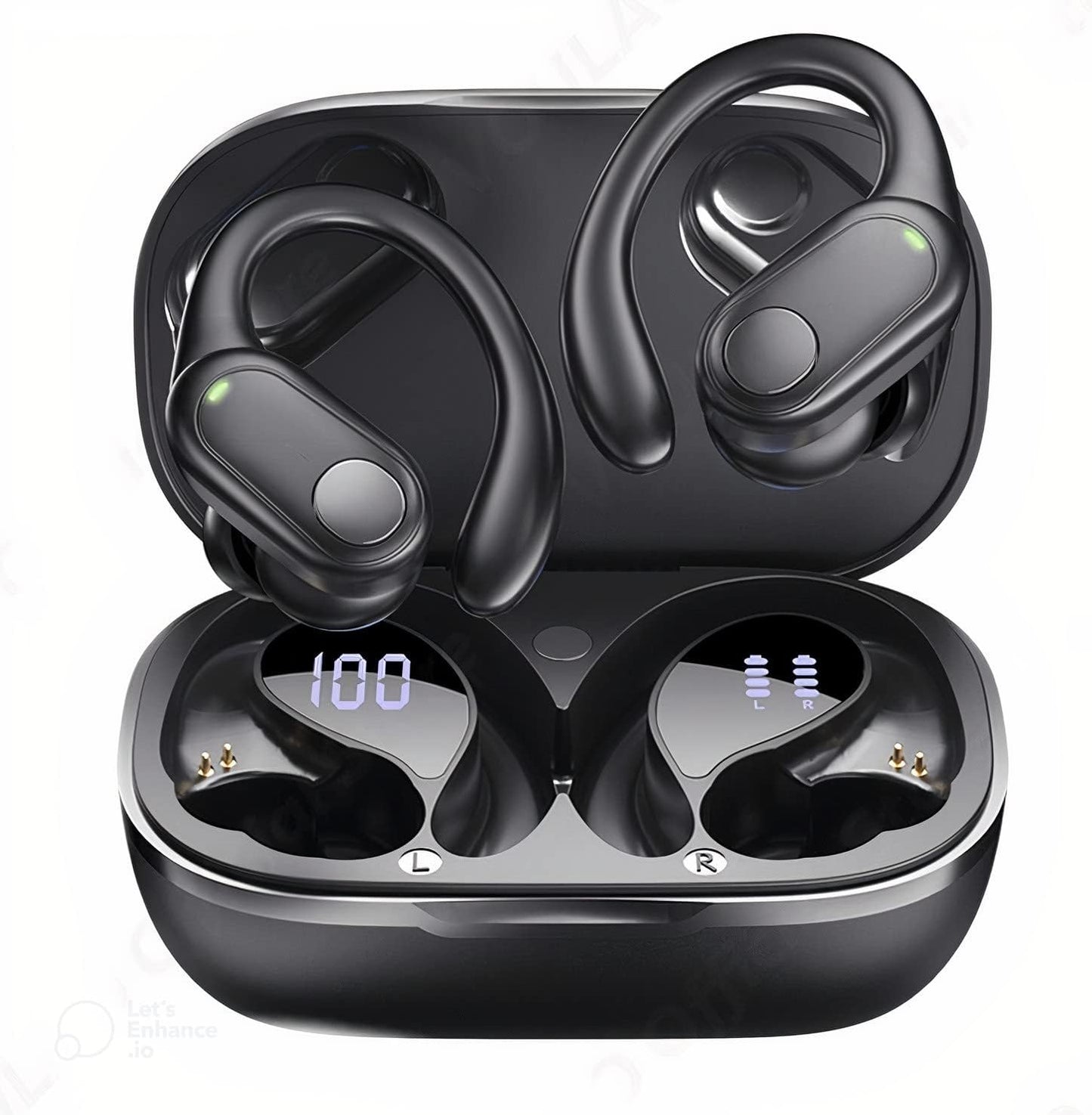 Fone Bluetooth 4Leader TWS com microfone e cancelamento de ruído, fone sem fio intra auricular, IPX5 à prova d'água, fone de ouvido esportivo, academia, exercício físico com longa duração de bateria