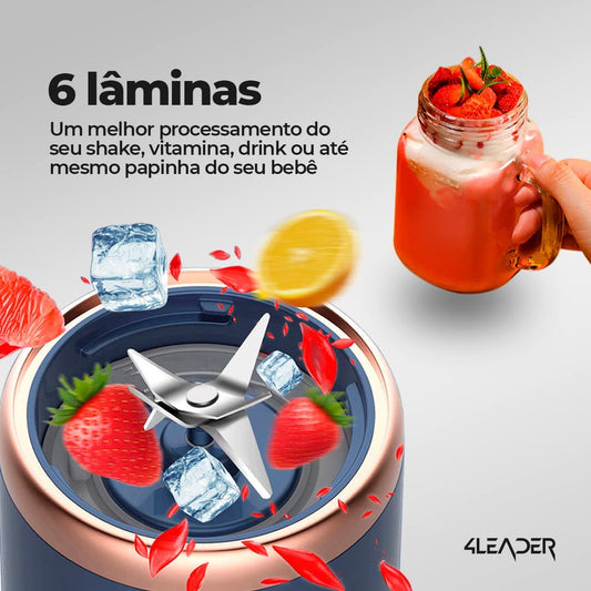 Liquidificador Portátil de Suco e Suplementos 4Leader (AZUL)