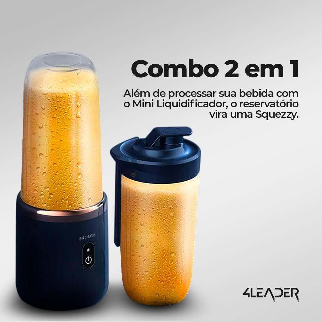 Liquidificador Portátil de Suco e Suplementos 4Leader (AZUL)
