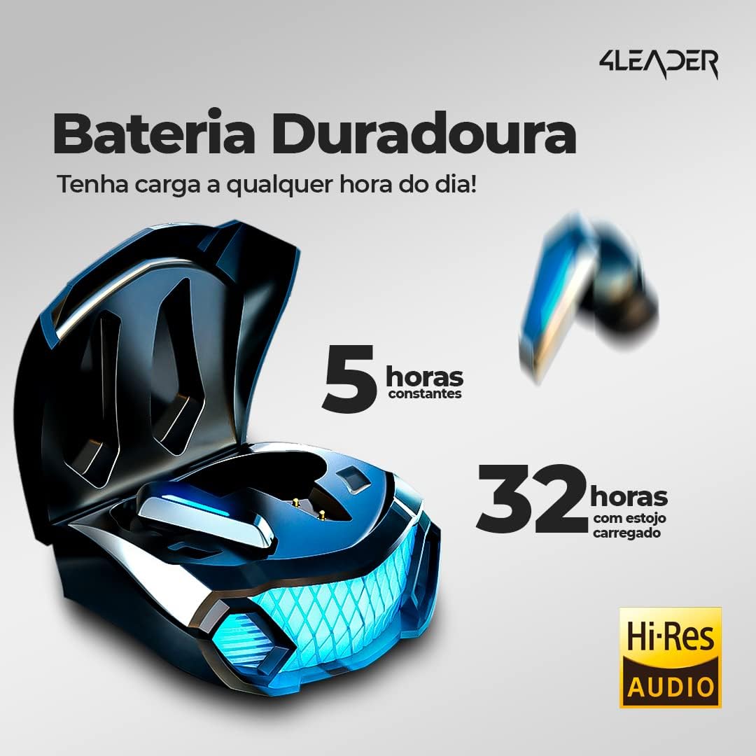 Fone de Ouvido Bluetooth 4Leader Gamer Profissional Á Prova D'agua Com Microfone
