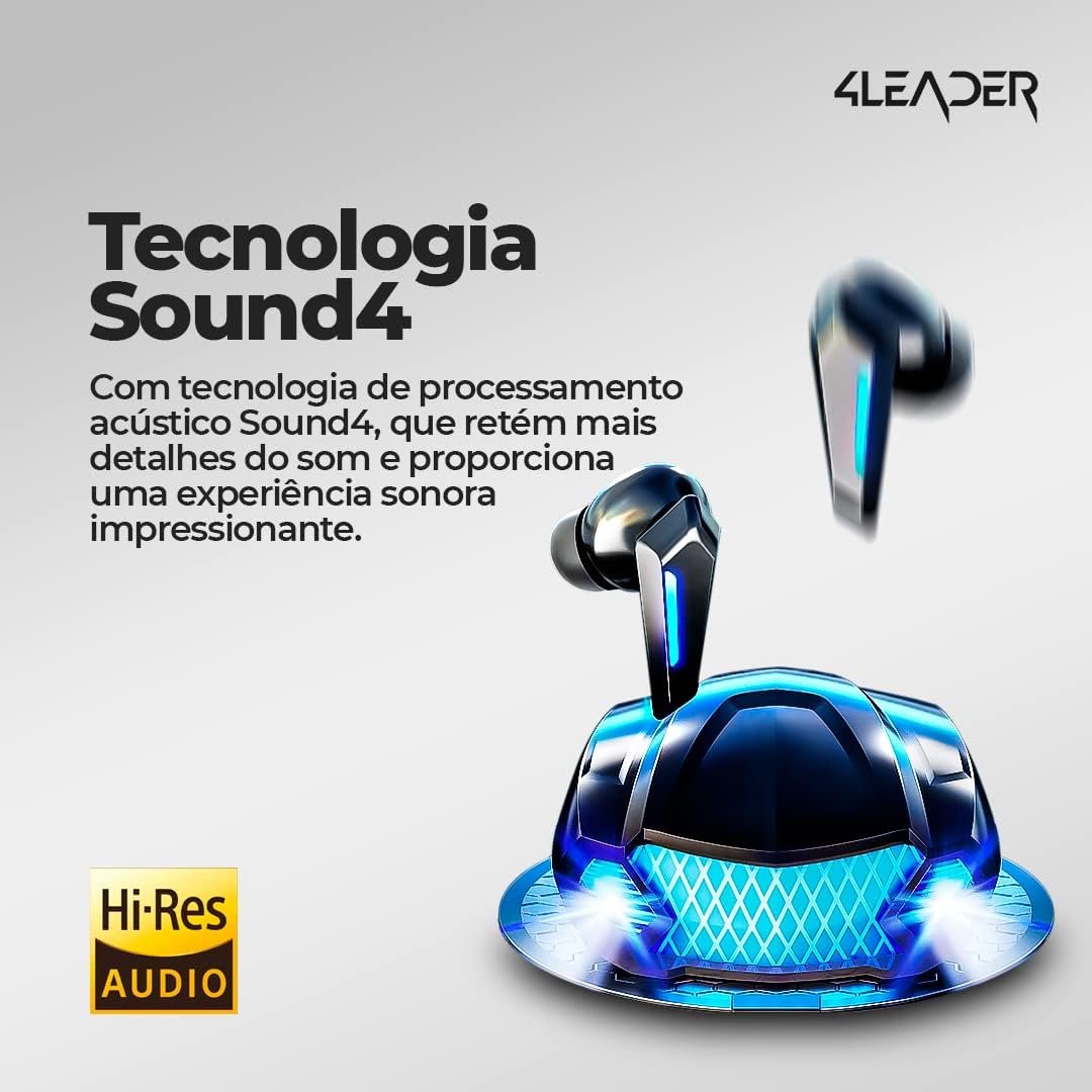 Fone de Ouvido Bluetooth 4Leader Gamer Profissional Á Prova D'agua Com Microfone