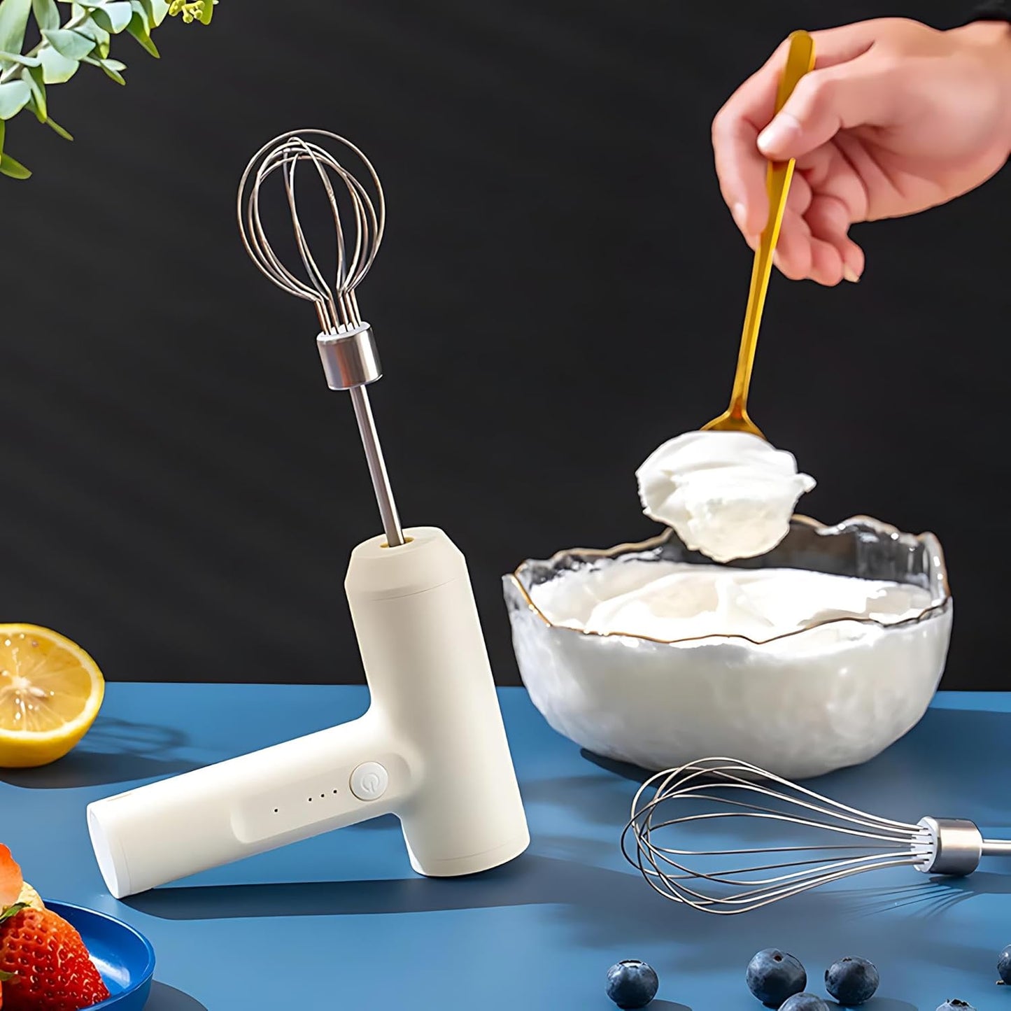 Mixer de Alimentos 4Leader: Processador de Alimentos Portátil em 3 Velocidades - Criando Uma Cozinha Inteligente com Potência e Versatilidade (Branco)