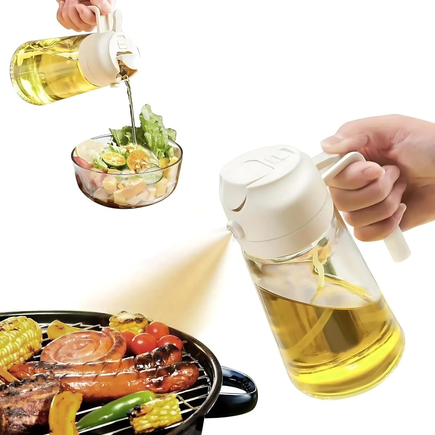 Borrifador de Óleo 4Leader 500ml 2 em 1: Pulverizador e Dispensador para Cozinha