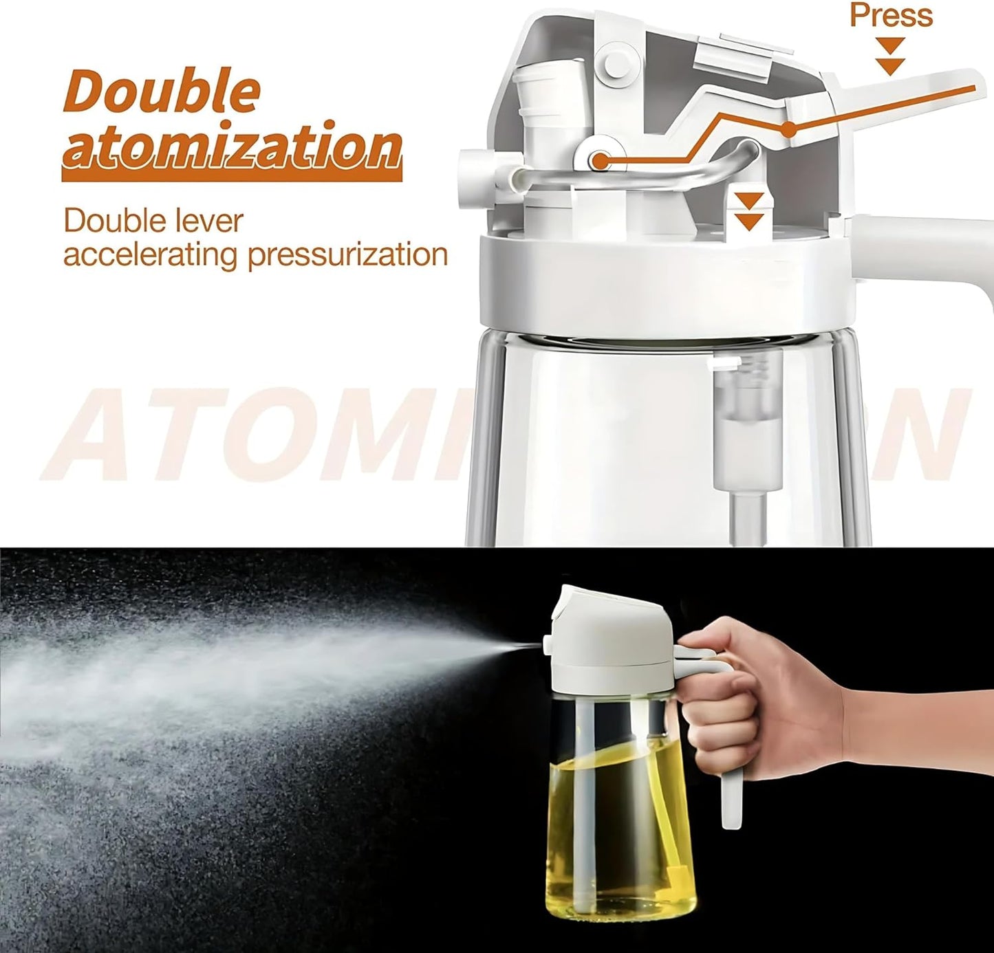 Borrifador de Óleo 4Leader 500ml 2 em 1: Pulverizador e Dispensador para Cozinha
