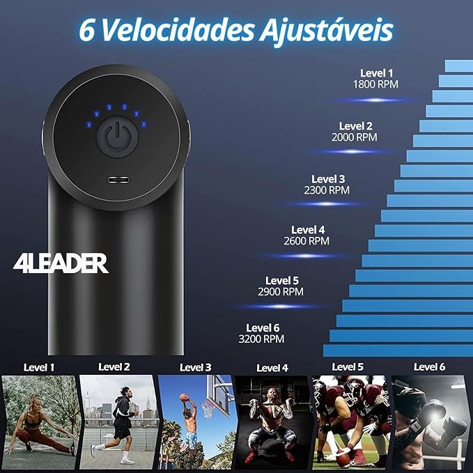 Pistola Massageadora Elétrica para Atletas 4Leader
