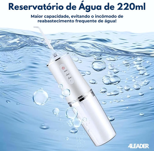Irrigador Oral 4Leader - Irrigador Bucal Elétrico para Limpeza Dental Profunda, Anti Tártaro com 3 Velocidades, Raspador de Língua, Recarregável via Cabo USB C e Bateria de Alta Duração Portátil