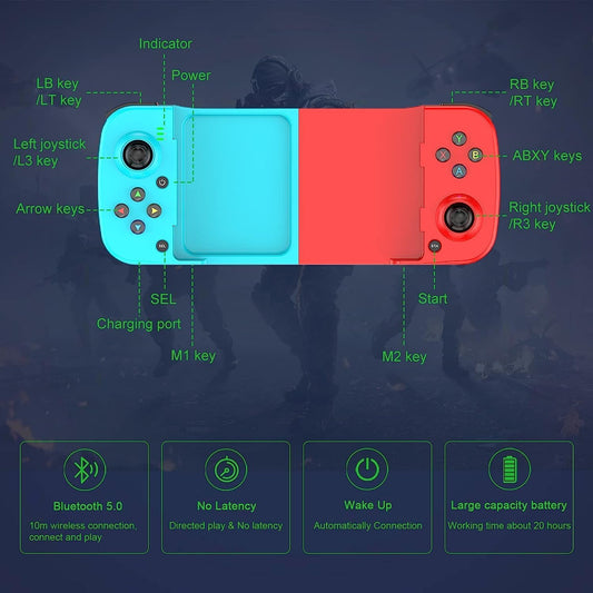 Gamepad para Celular - Controle Sem Fio Bluetooth - Compatível com Android e iOS - 4Leader