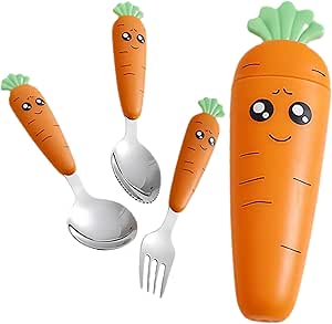 Kit Talheres Infantil com Desenho de Cenoura 4Leader