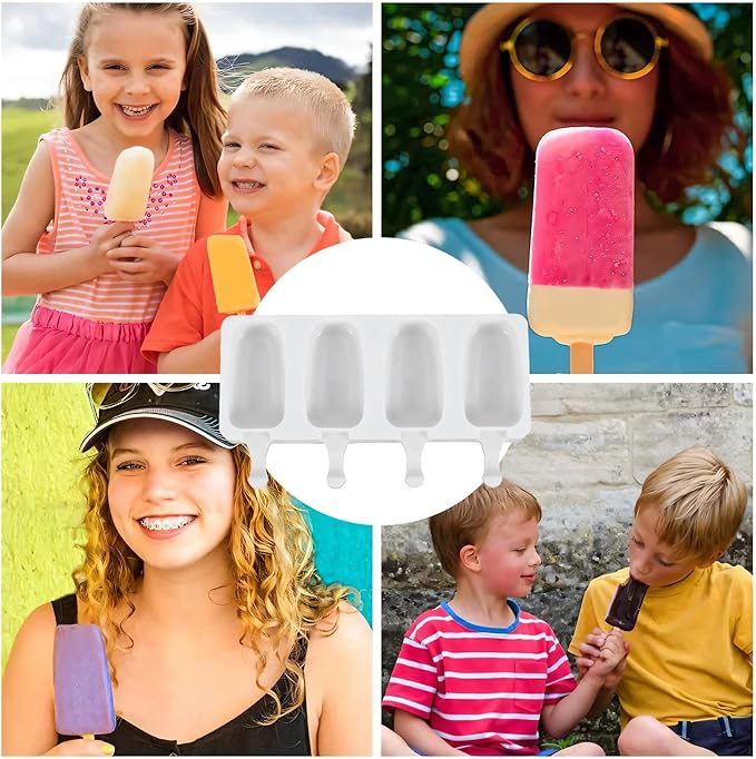 Forma de Picolé em Silicone para Bebê 4Leader | Sustentável, Segura e Prática | Molde Livre de BPA | Forminha Fácil de Desmoldar e Limpar | Divirta Seus Pequenos no Calor e Faça Picolés Saudáveis