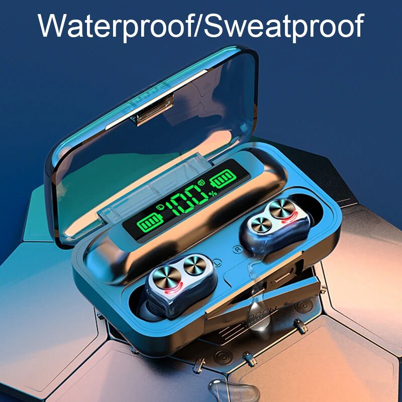 Tws fones de ouvido sem fio bluetooth 4 alto falantes graves pesados fone estéreo alta fidelidade à prova dwaterproof água esporte earbud com microfone chamada hd