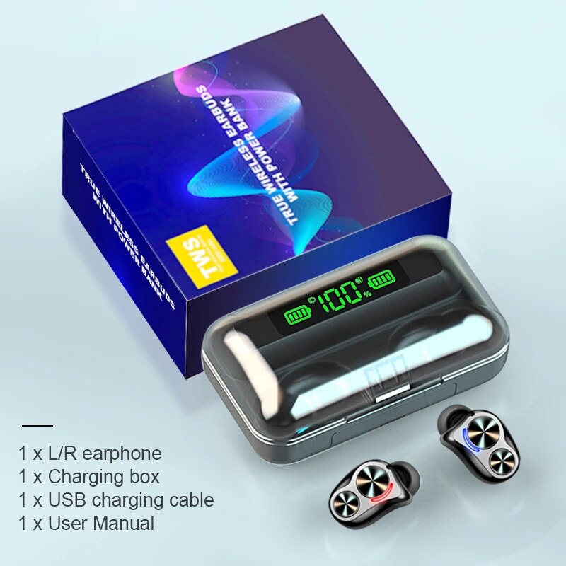 Tws fones de ouvido sem fio bluetooth 4 alto falantes graves pesados fone estéreo alta fidelidade à prova dwaterproof água esporte earbud com microfone chamada hd
